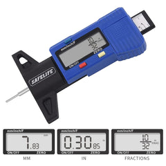 SAFELIFE large LCD display clearly showing numeric tread measurement for fast reading