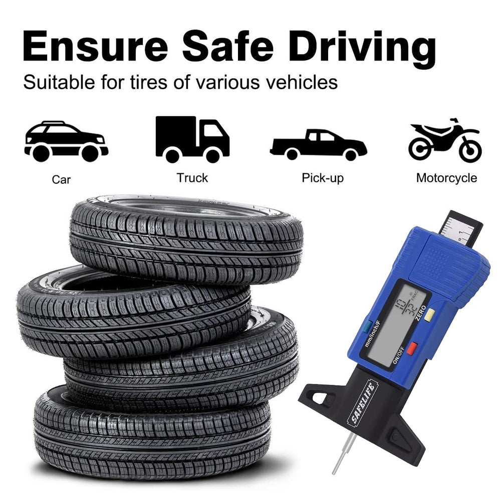SAFELIFE pocket-sized gauge next to car keys showing portability for roadside checks