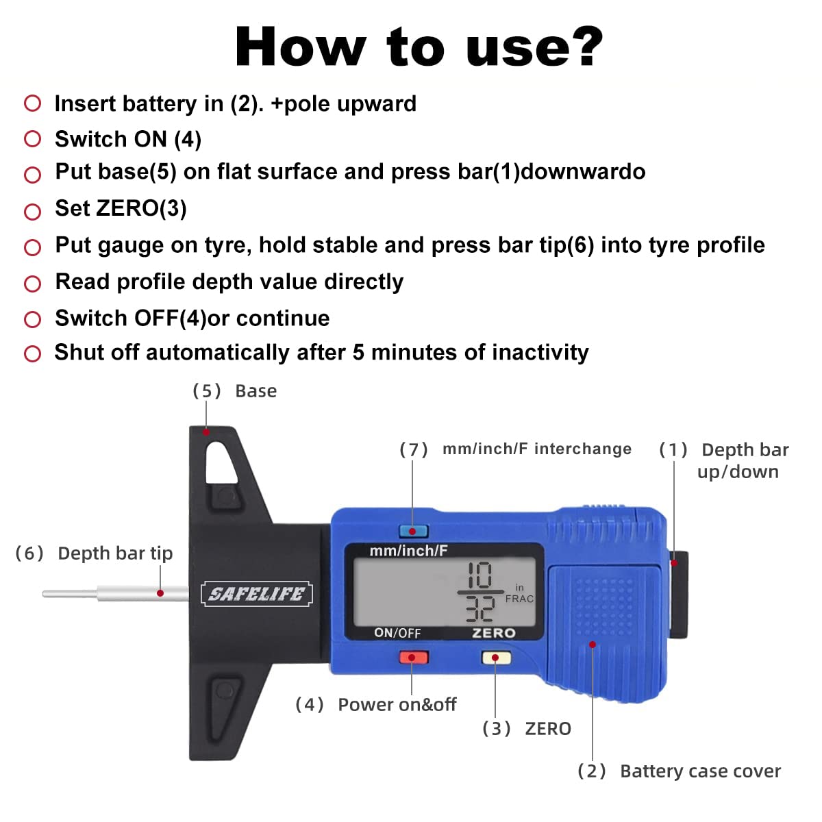 SAFELIFE engraved scale detail providing manual backup measurement when battery is low