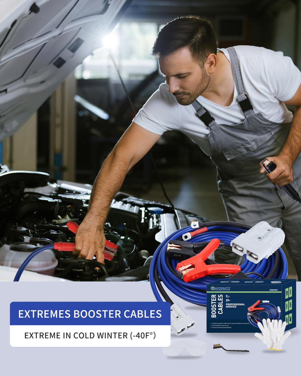 SAFEMATE cables neatly stored in included carry bag for tidy transport and protection