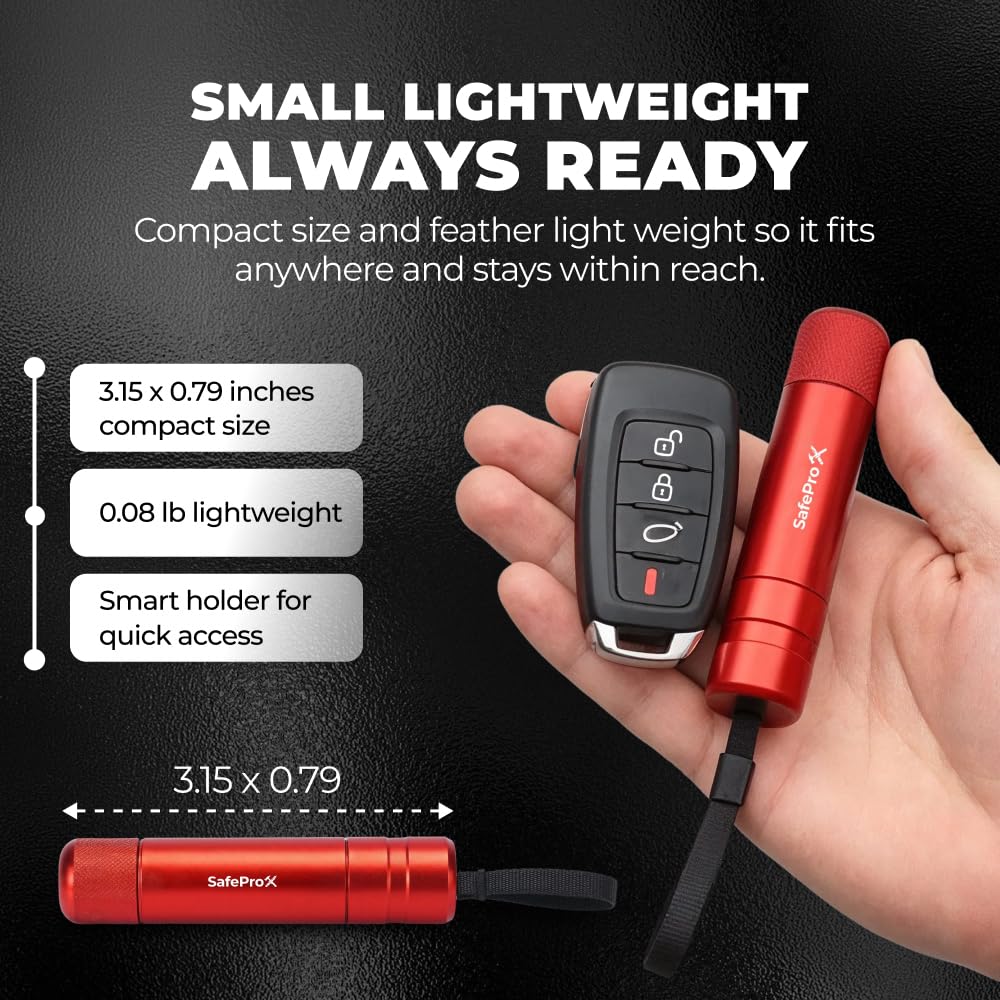 SafePro X stored in car seat pocket demonstrating multiple storage locations benefit