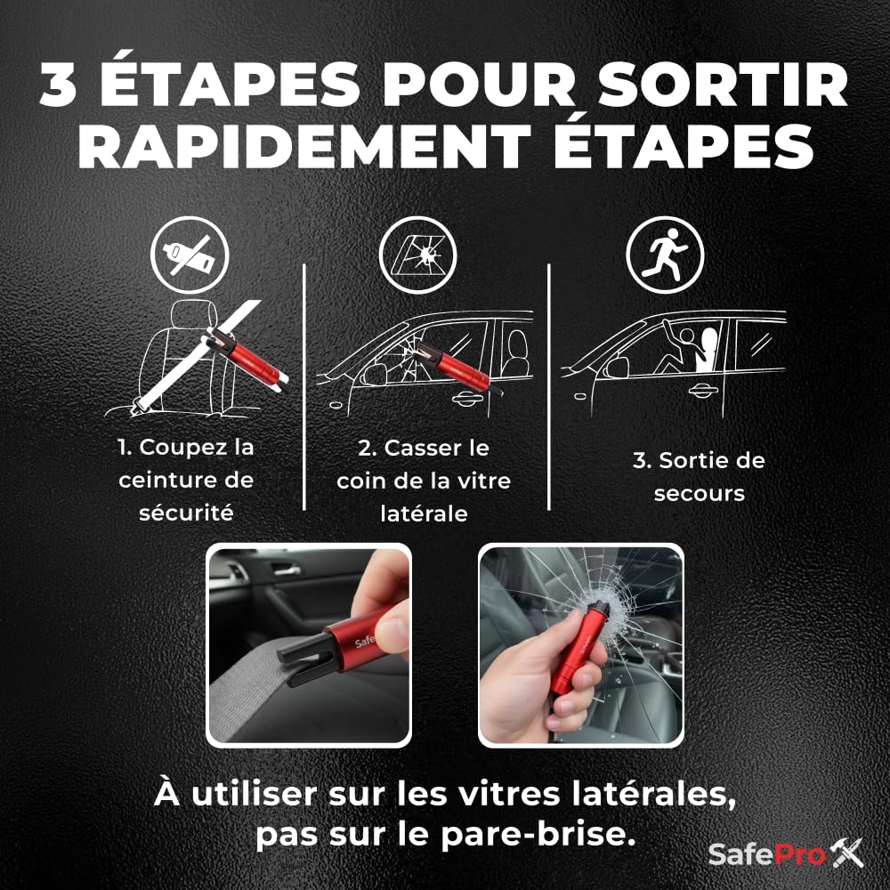 Pack of four SafeProX tools arranged to equip multiple vehicle seats