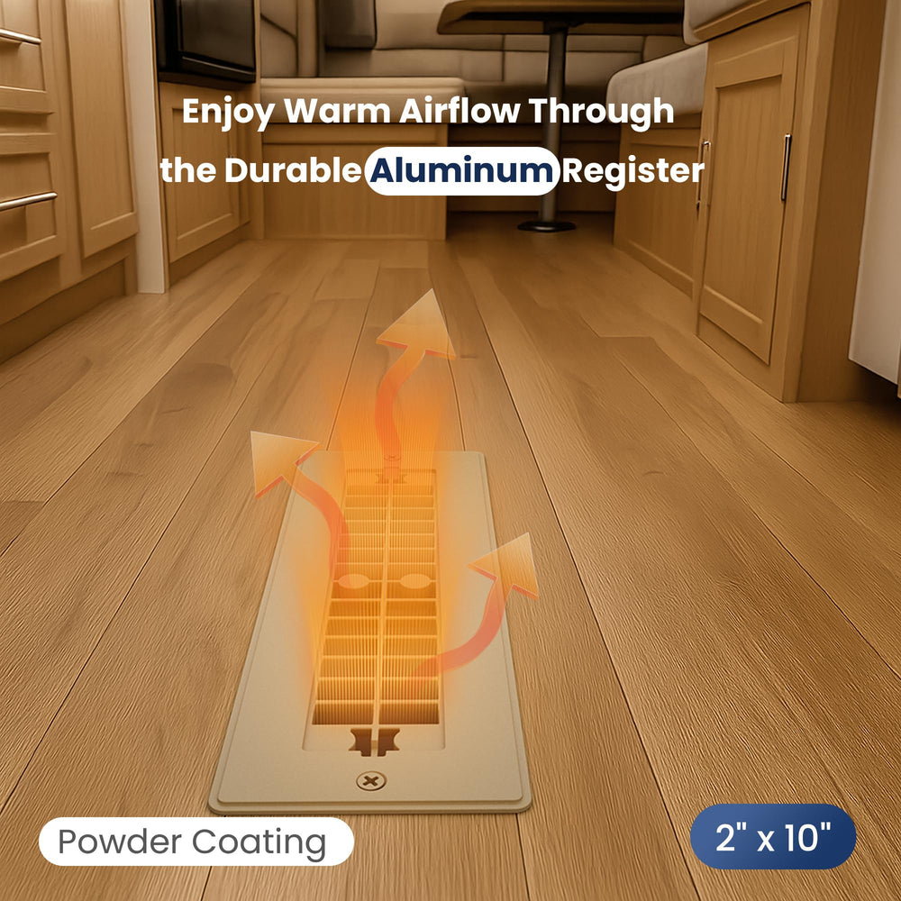 Safoner installed on RV floor demonstrating flush fit and improved airflow benefit