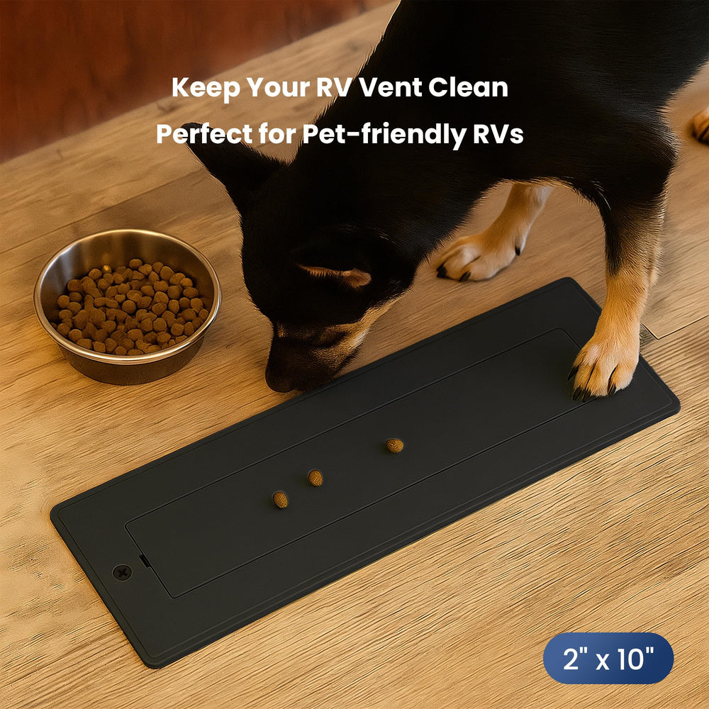 Safoner vent with dog nearby illustrating pet-friendly debris protection advantage