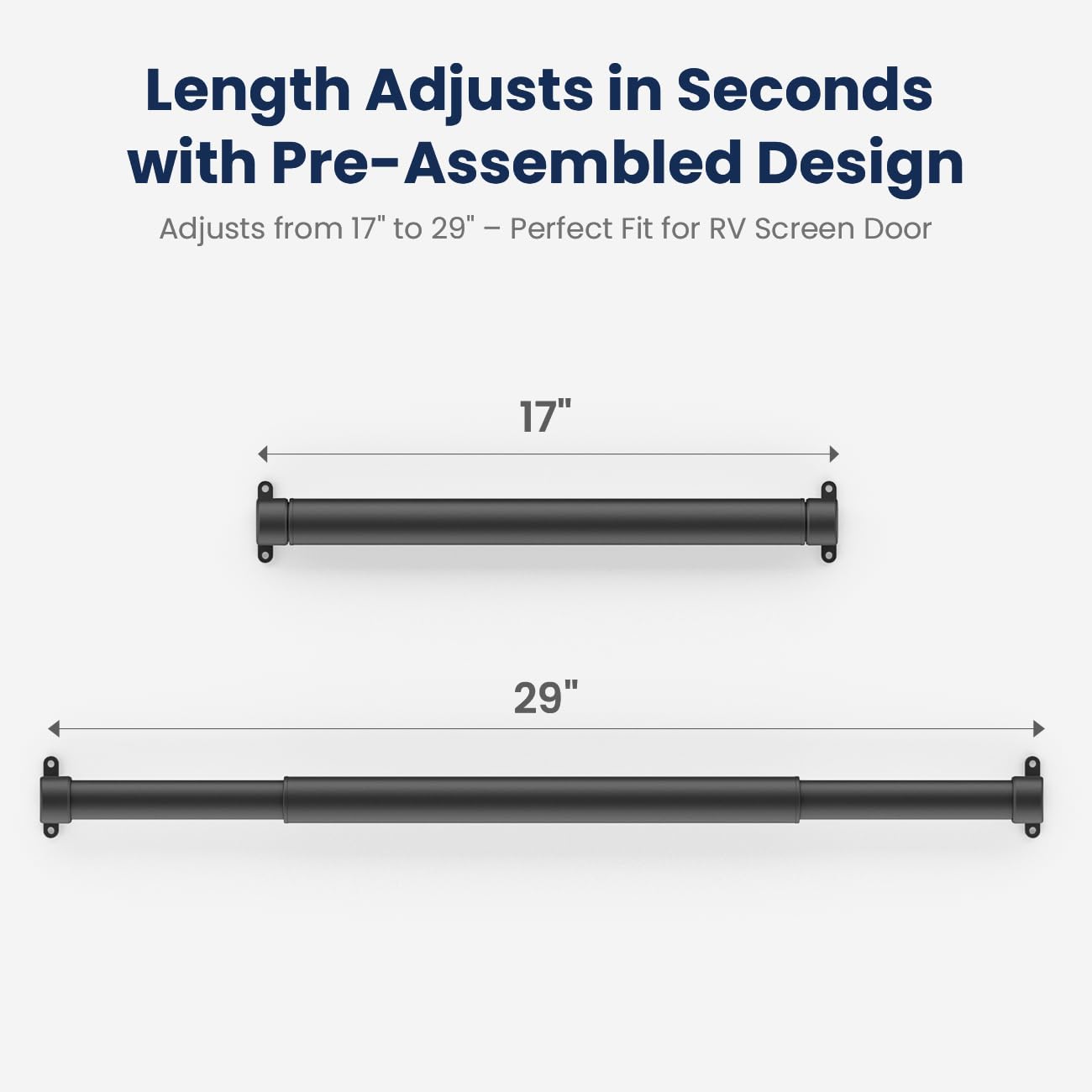 Safoner telescoping bar extended to show adjustable 17-29 inch length