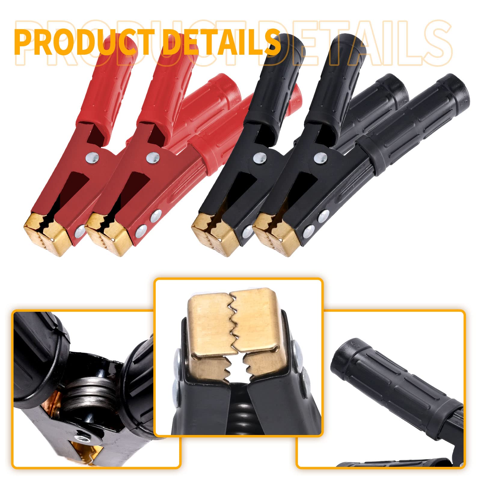 Saihisday clamps attached to a car battery terminal demonstrating strong clamping benefit