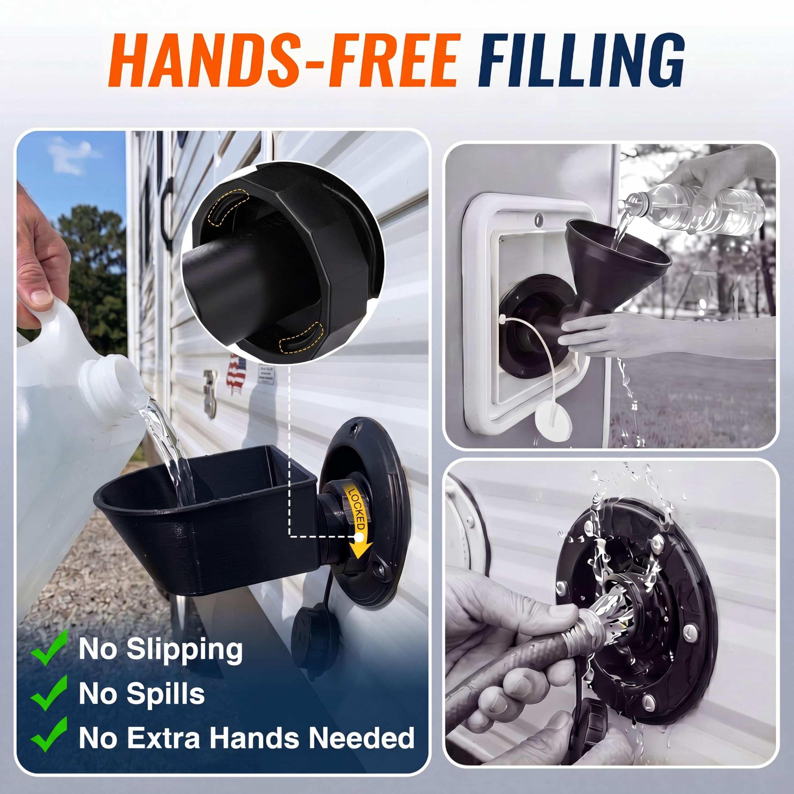 Saillong funnel side profile highlighting deep funnel body for no splash