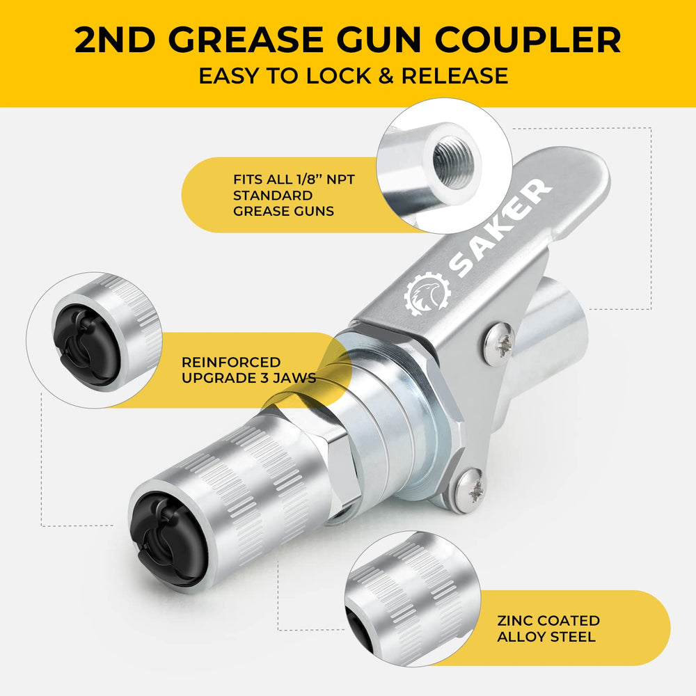 Saker coupler size comparison in hand showing compact durable tool for workshop use