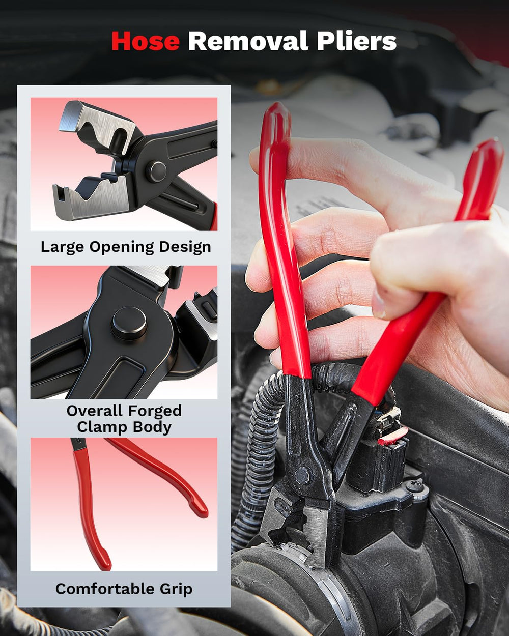 Saker tool reaching deep engine bay showing improved access benefit