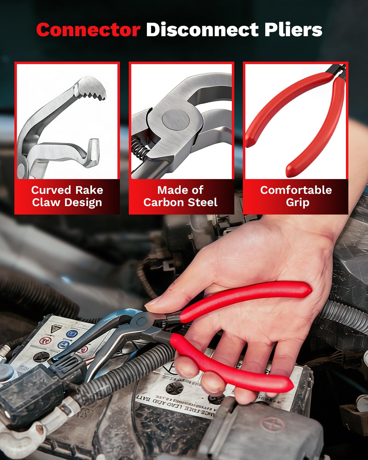 Saker pliers removing electrical connector demonstrating safer disconnect benefit
