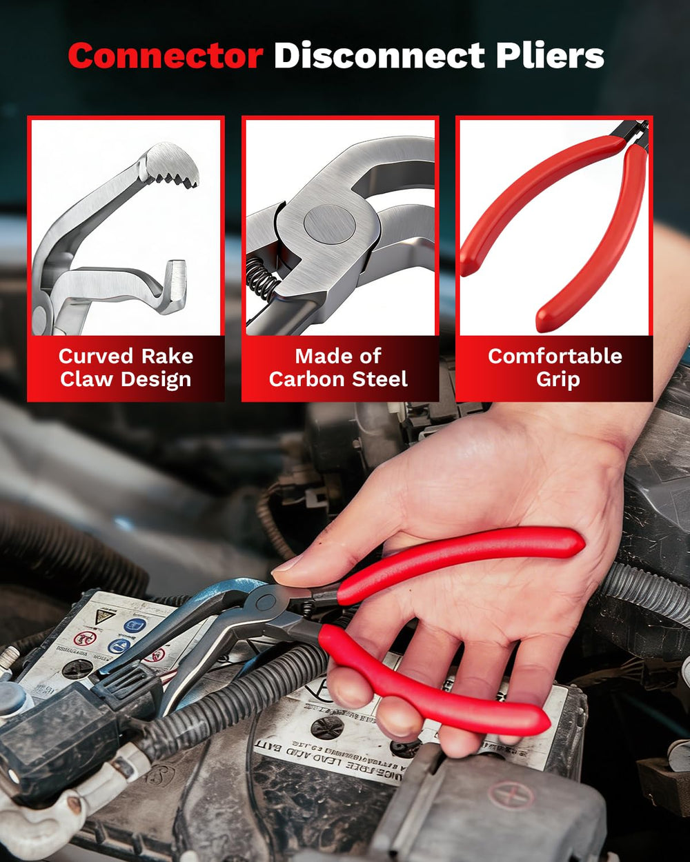 Saker pliers removing electrical connector demonstrating safer disconnect benefit