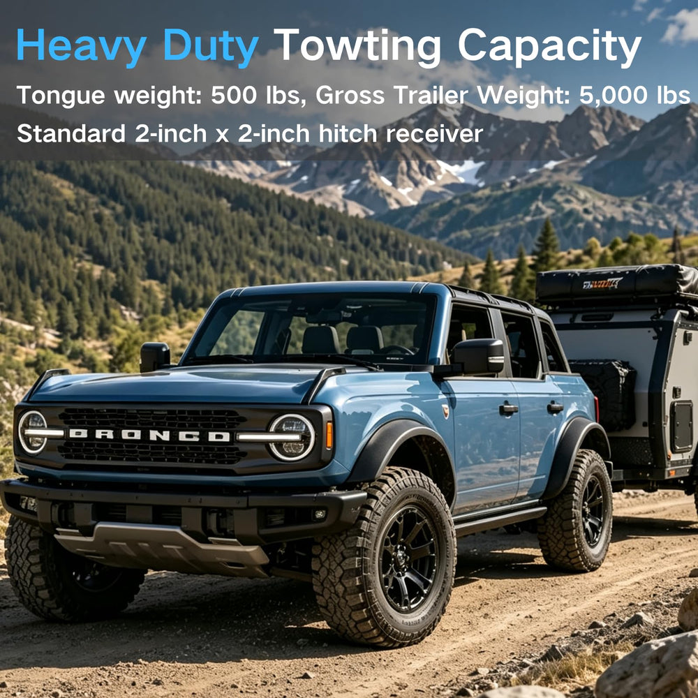 Salahii hitch installed on Bronco rear shows bolt-in fitment benefit