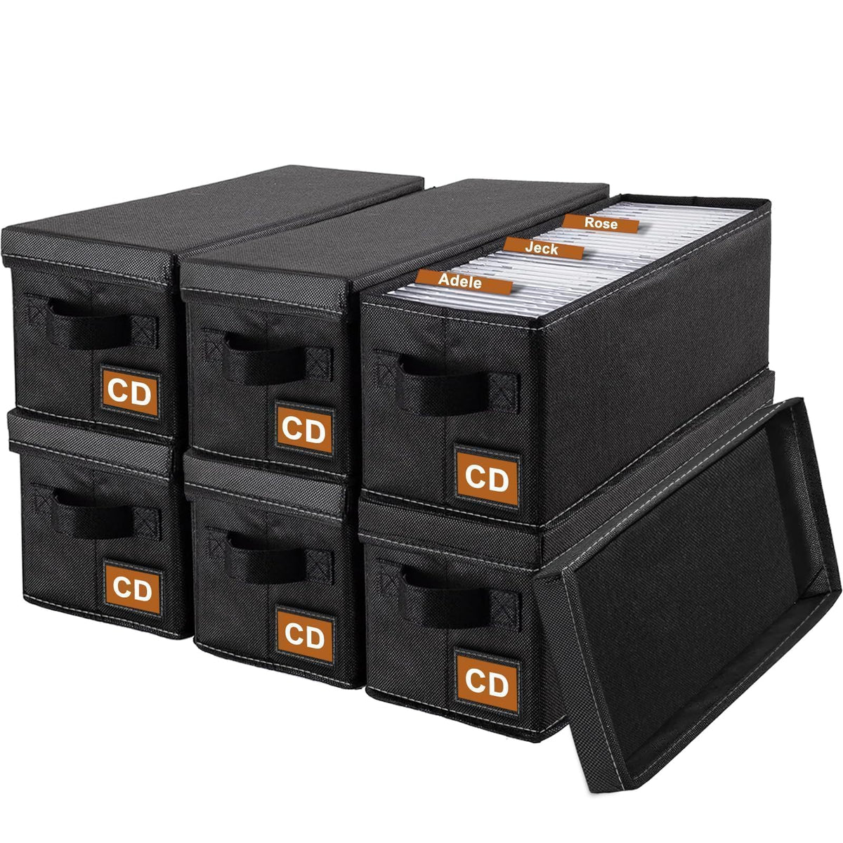 Salajory front view of six-pack boxes showing neat storage and space-saving