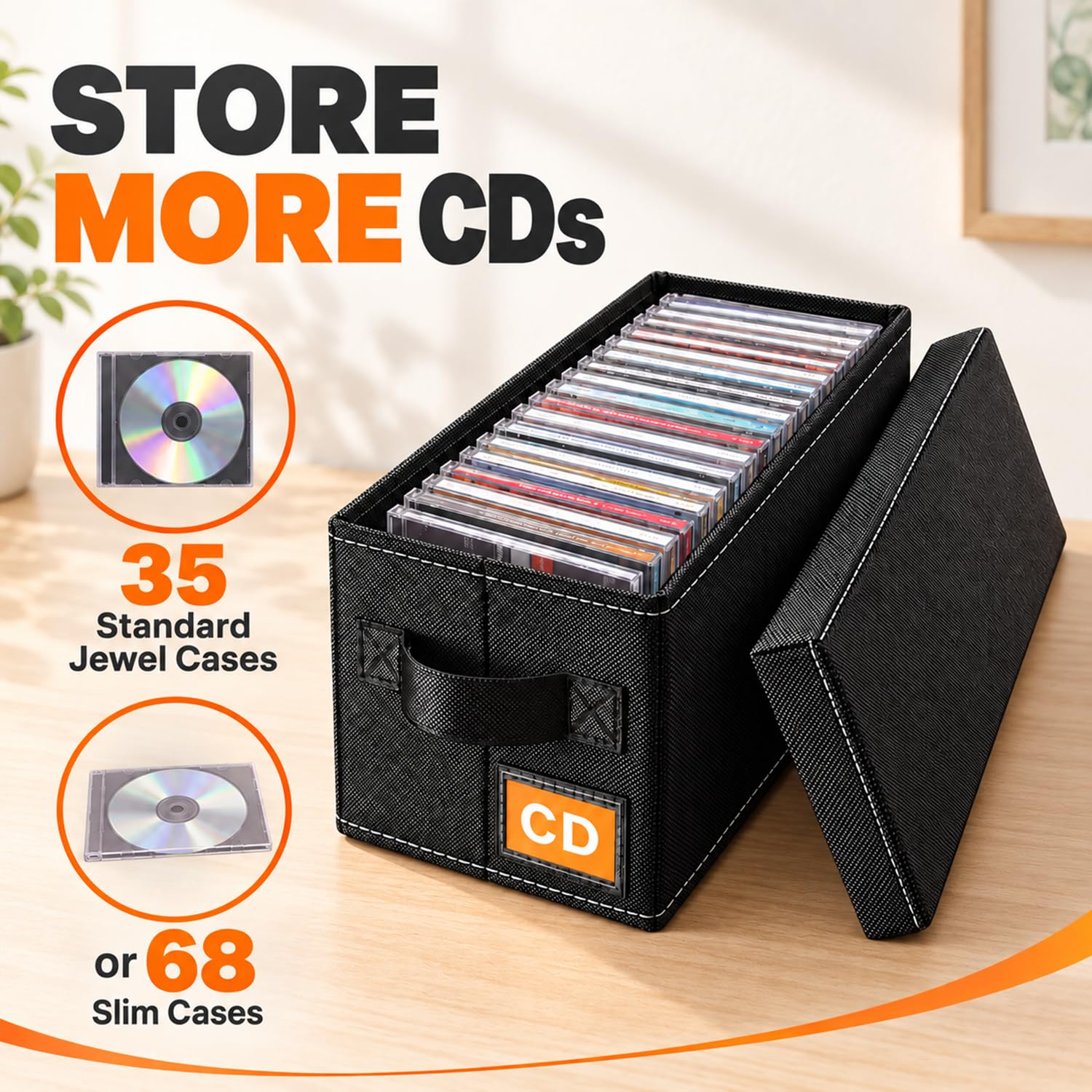 Salajory open box filled with CDs showing organized, protected media storage
