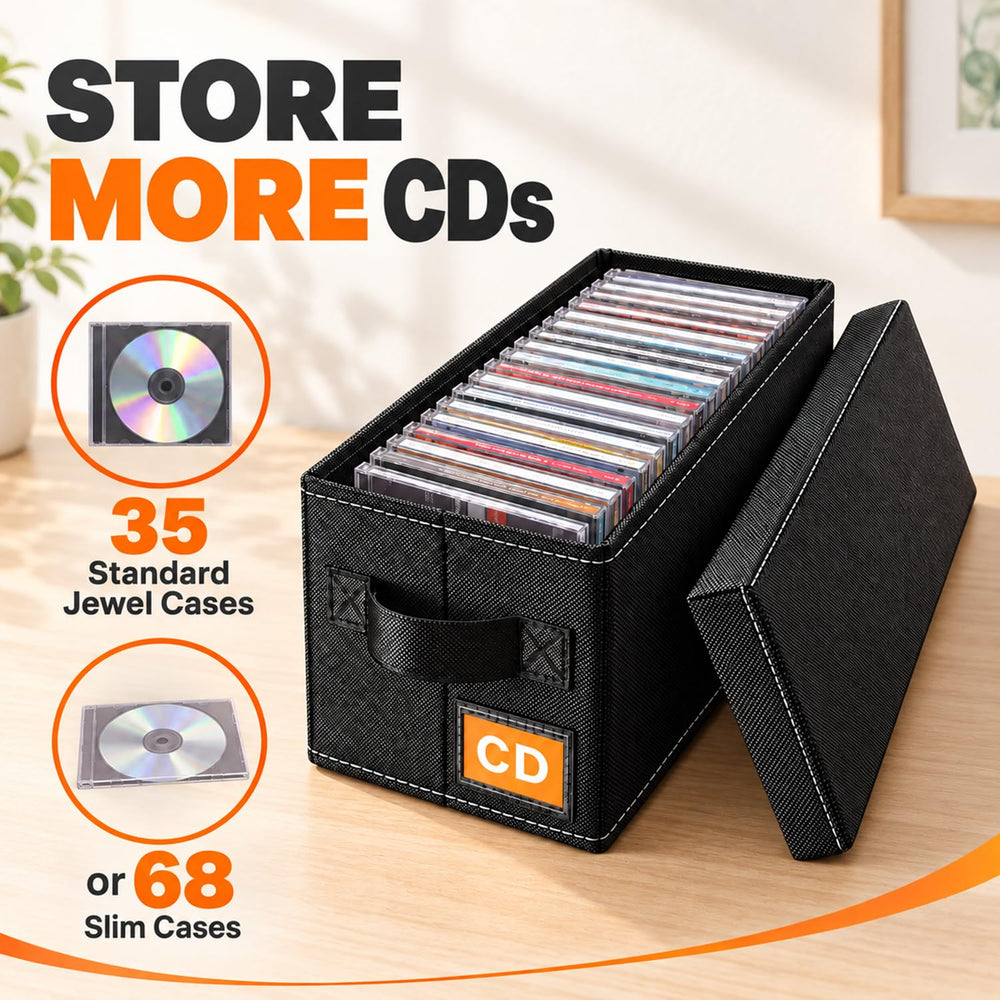 Salajory open box filled with CDs showing organized, protected media storage