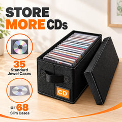Salajory open box filled with CDs showing organized, protected media storage