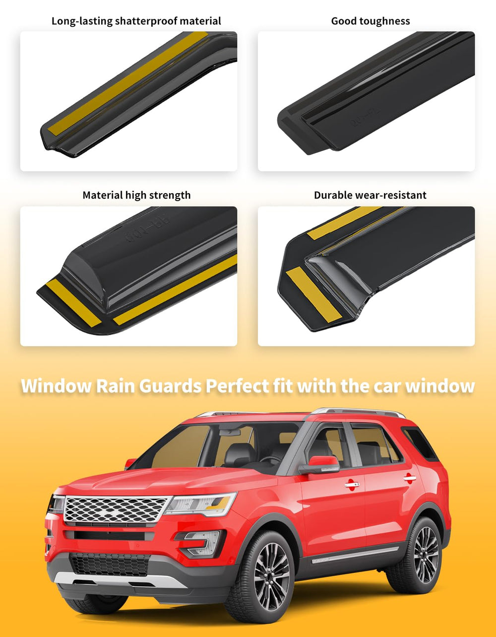 saleago visor next to ruler to show scale and accurate fitment for Ford Explorer