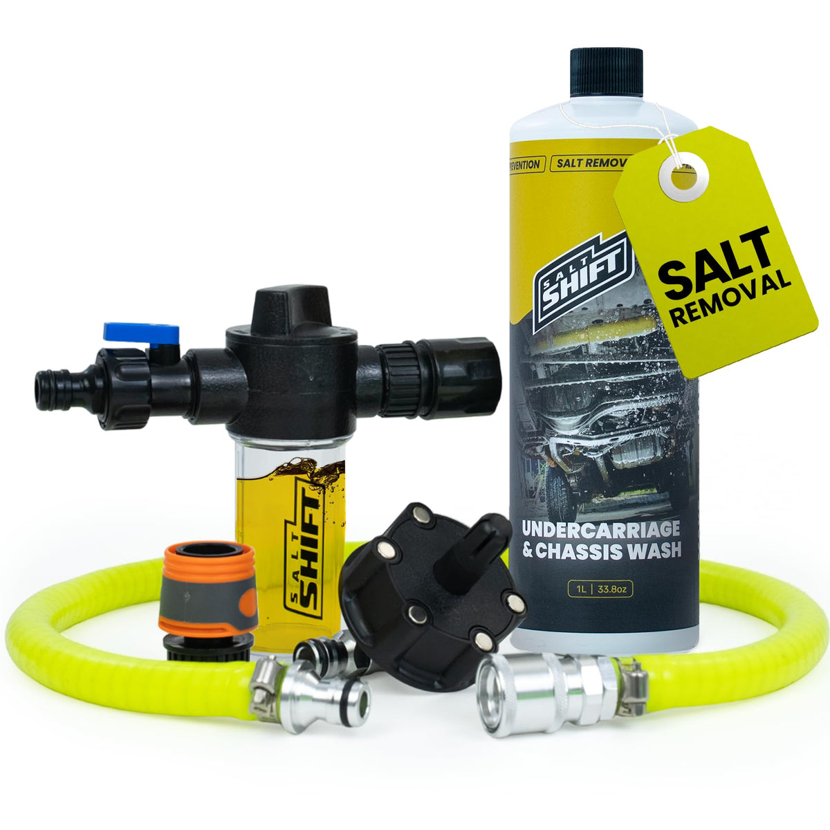 Salt Shift flusher front view showing compact design and ease of mounting