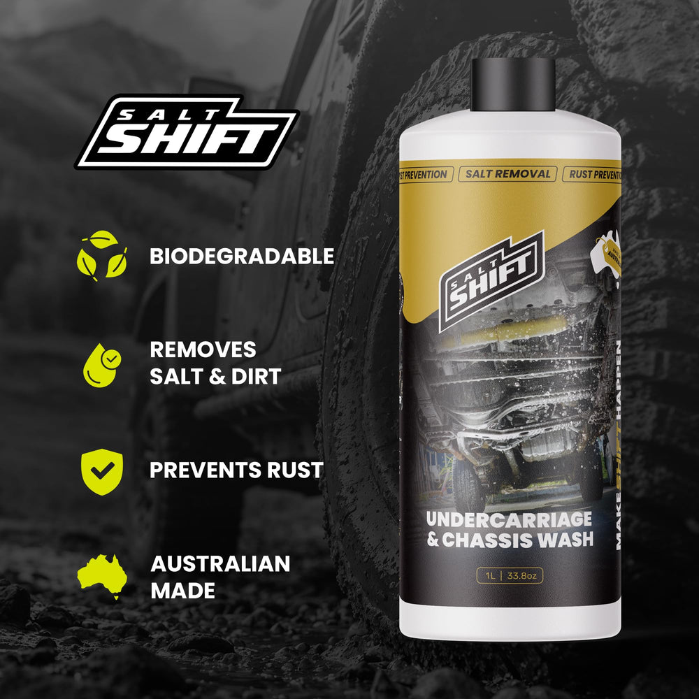 Salt Shift spray pattern underbody showing even coverage and salt removal