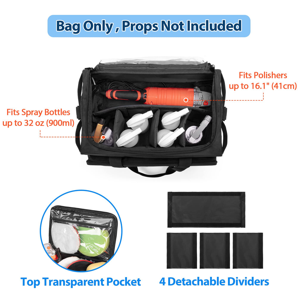 samdew open bag displaying dividers and pockets for quick organization