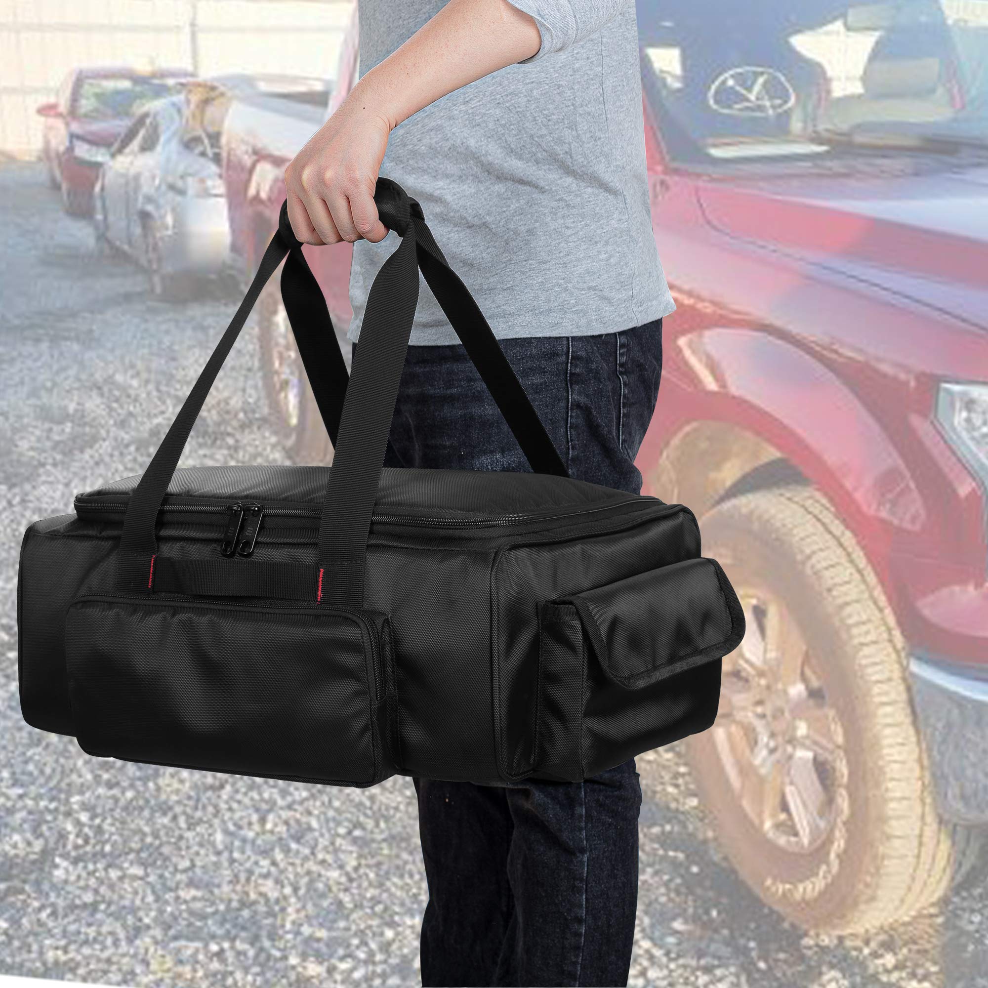 samdew packed tools in bag showing organized storage for roadside gear