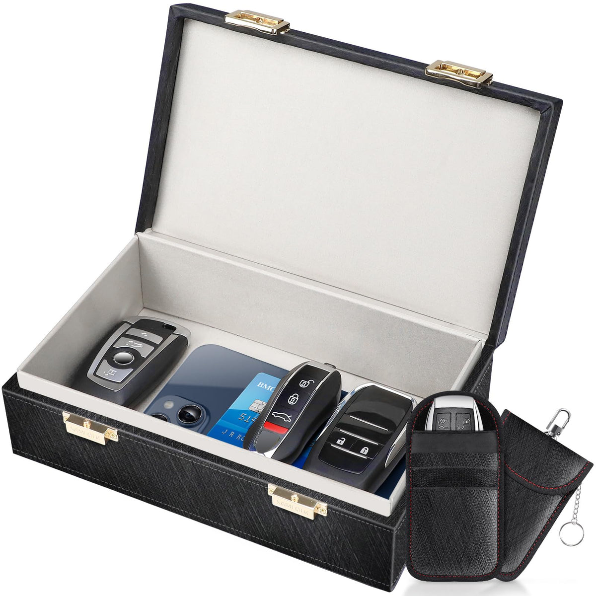 Samfolk box front view showing stylish PU leather protecting keys