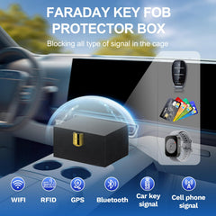Samfolk medium carbon-fiber pouch on keyring for portable signal-blocking protection