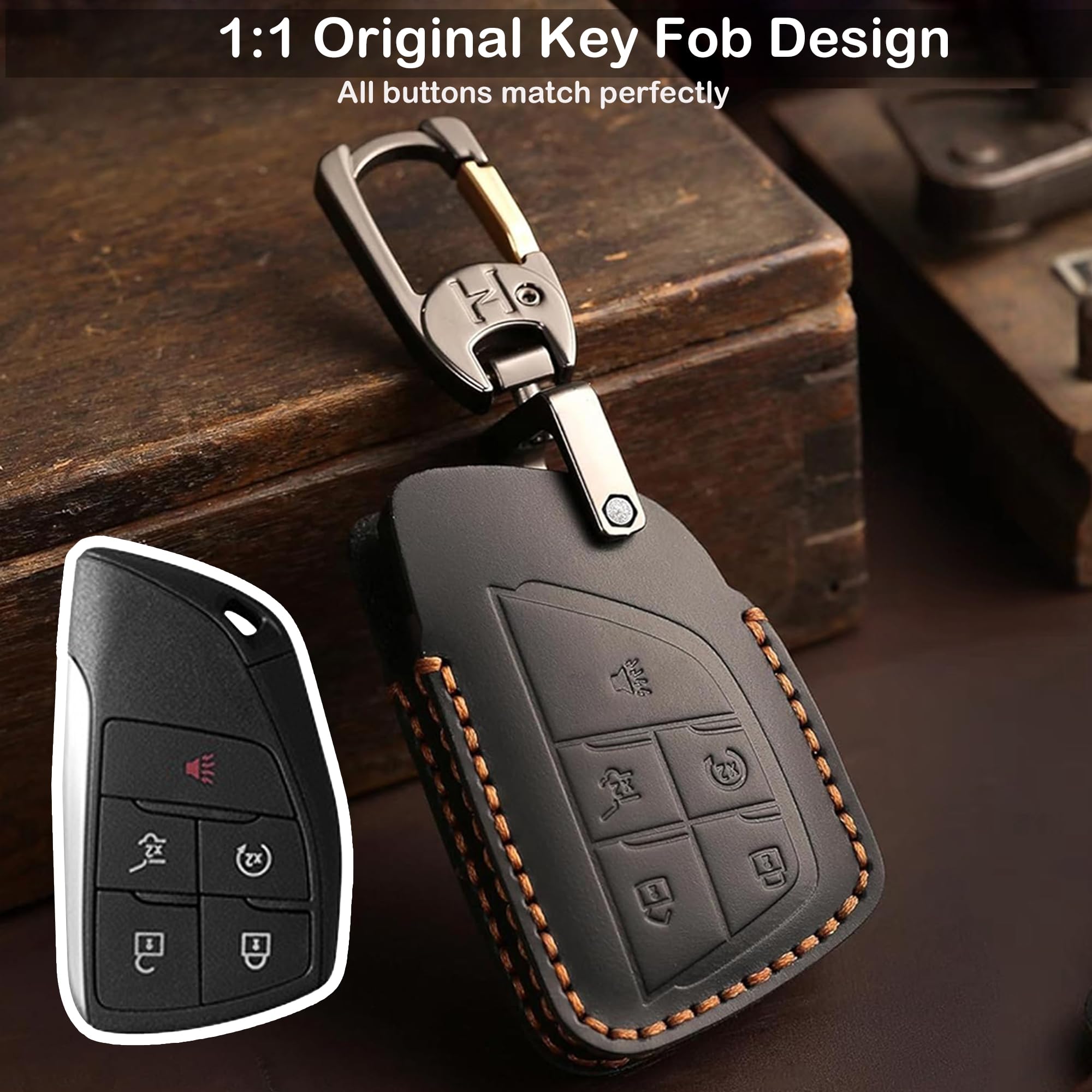 SAMGCHI rear view showing leather edge and stitching for long-lasting protection