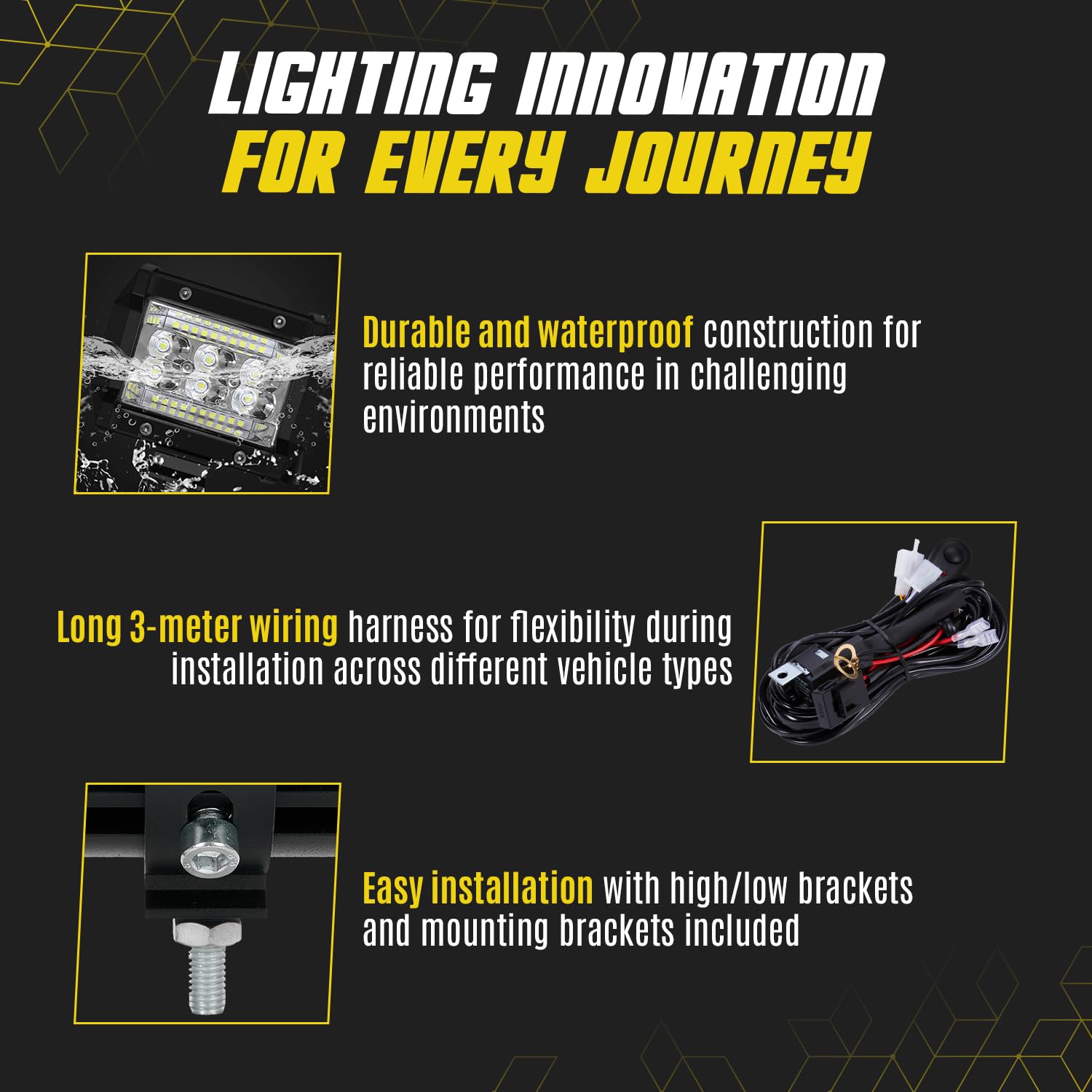 SAN YOUNG wiring harness and relays detail showing safe installation benefit