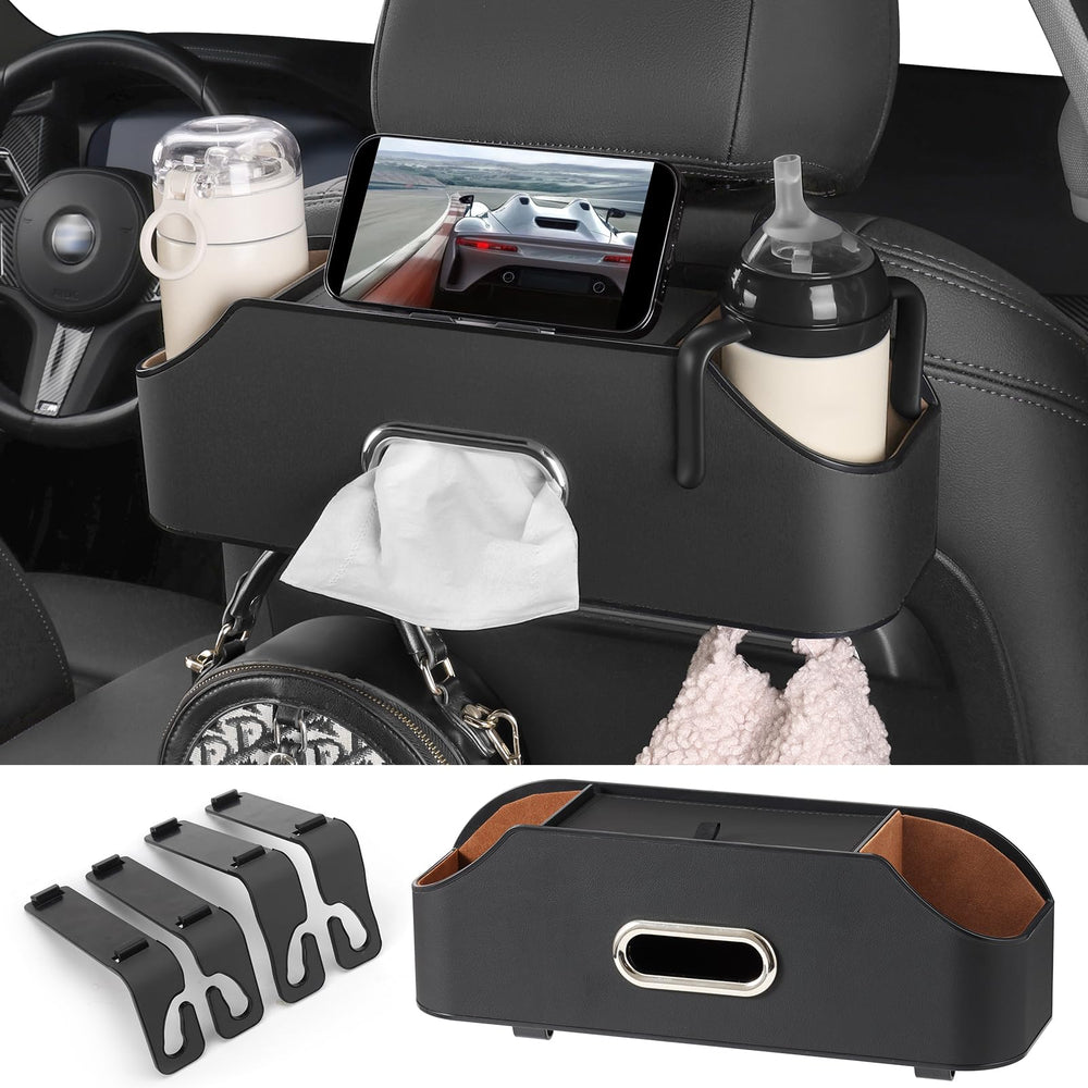 Sancaral front view attached to headrest showing organized backseat convenience