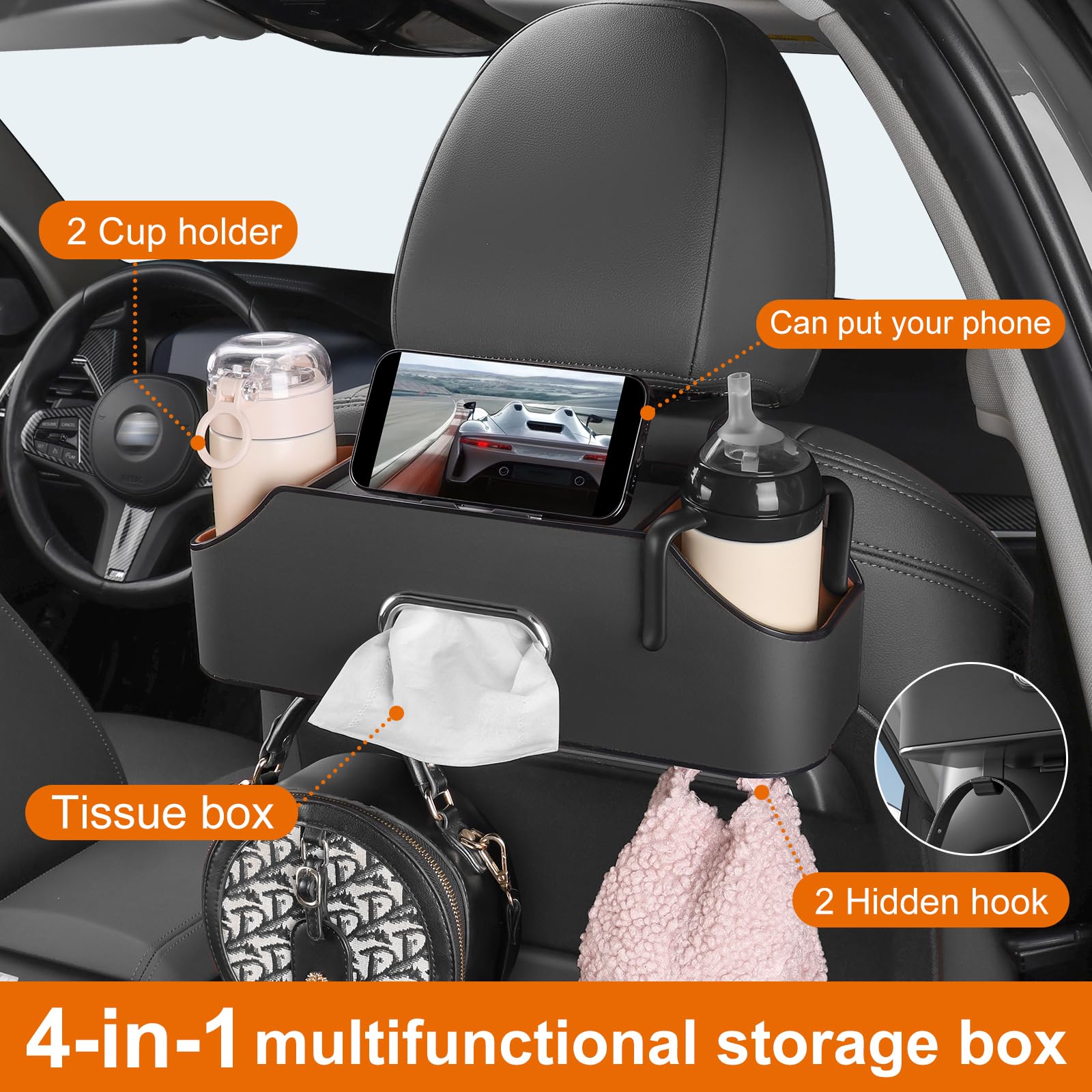 Sancaral hooks supporting grocery bag weight for tidy rear storage