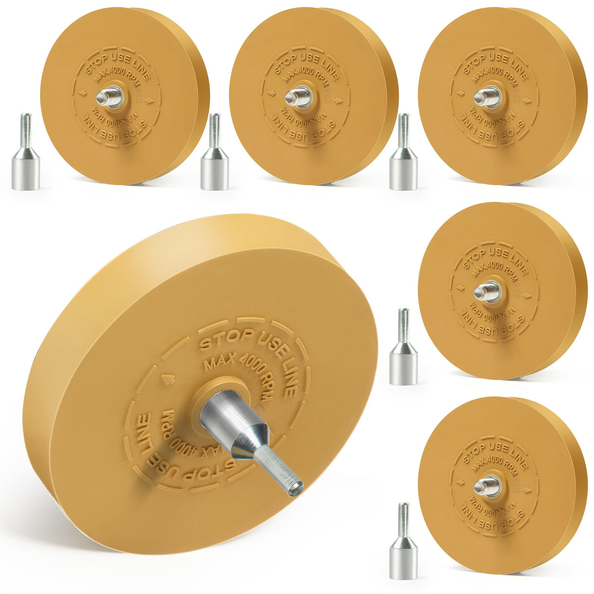 SANDPROX front packaging showing six 3.5 inch eraser wheels and benefits