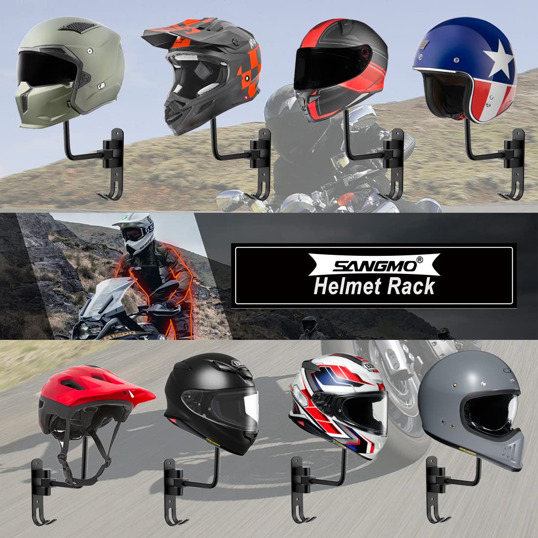 SANGMO showing rotatable angle detail for adjustable helmet positioning