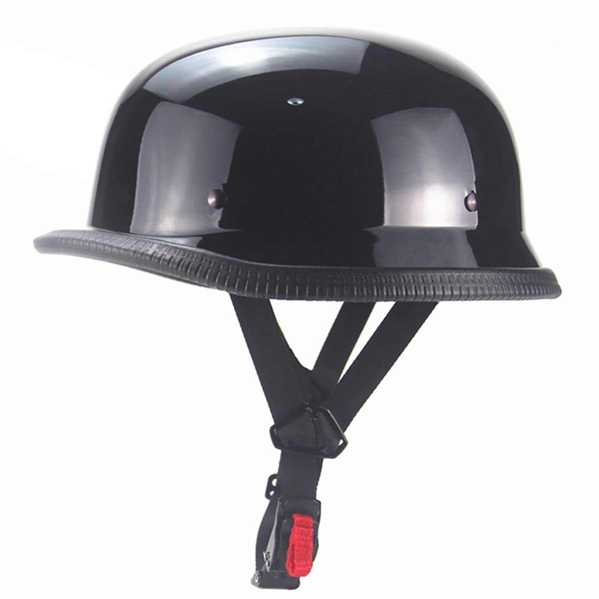 SanQing helmet front view showing bright black finish and retro style benefit visibility