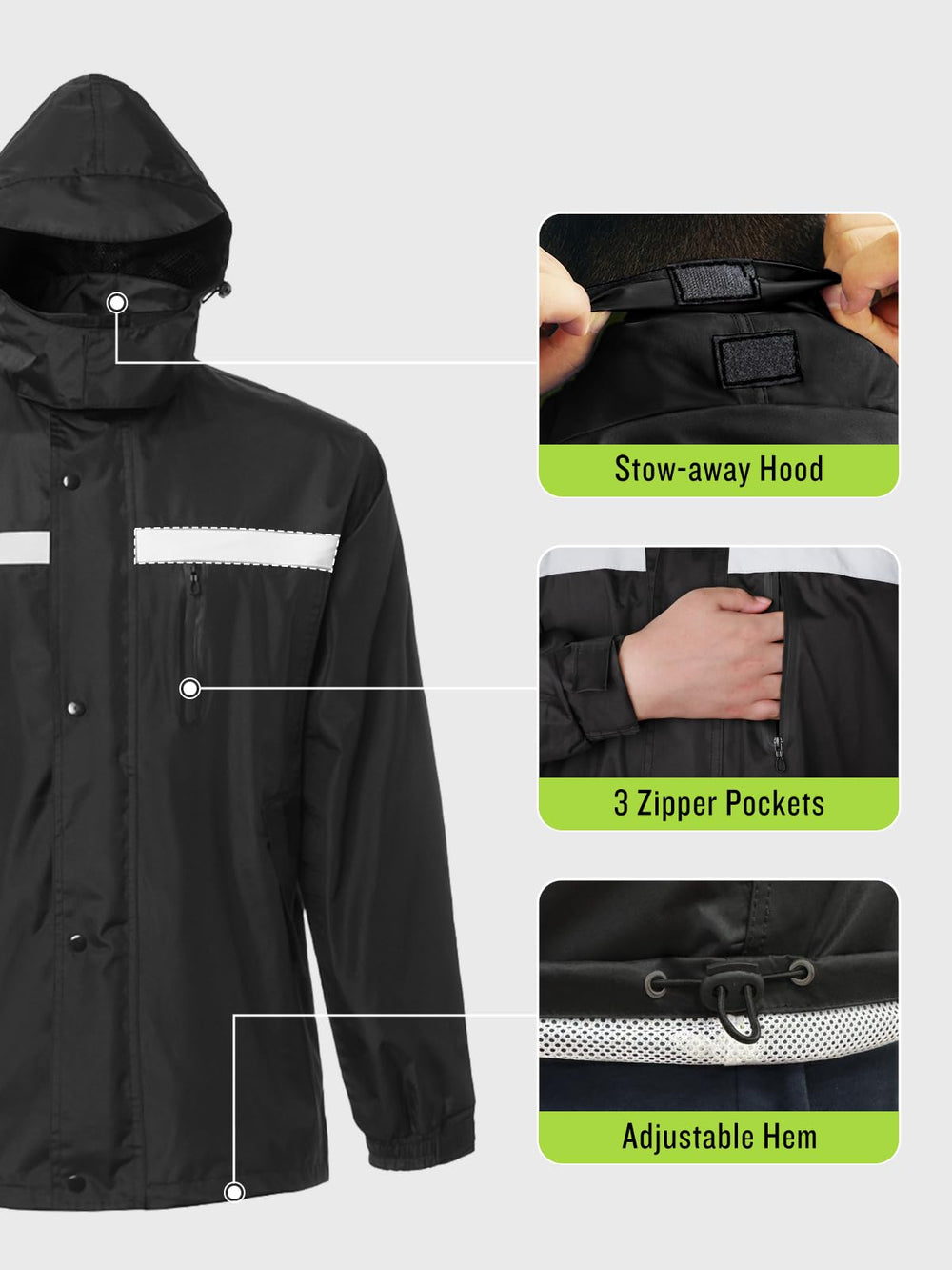 SaphiRose rain suit worn by motorcyclist demonstrating fit and safety