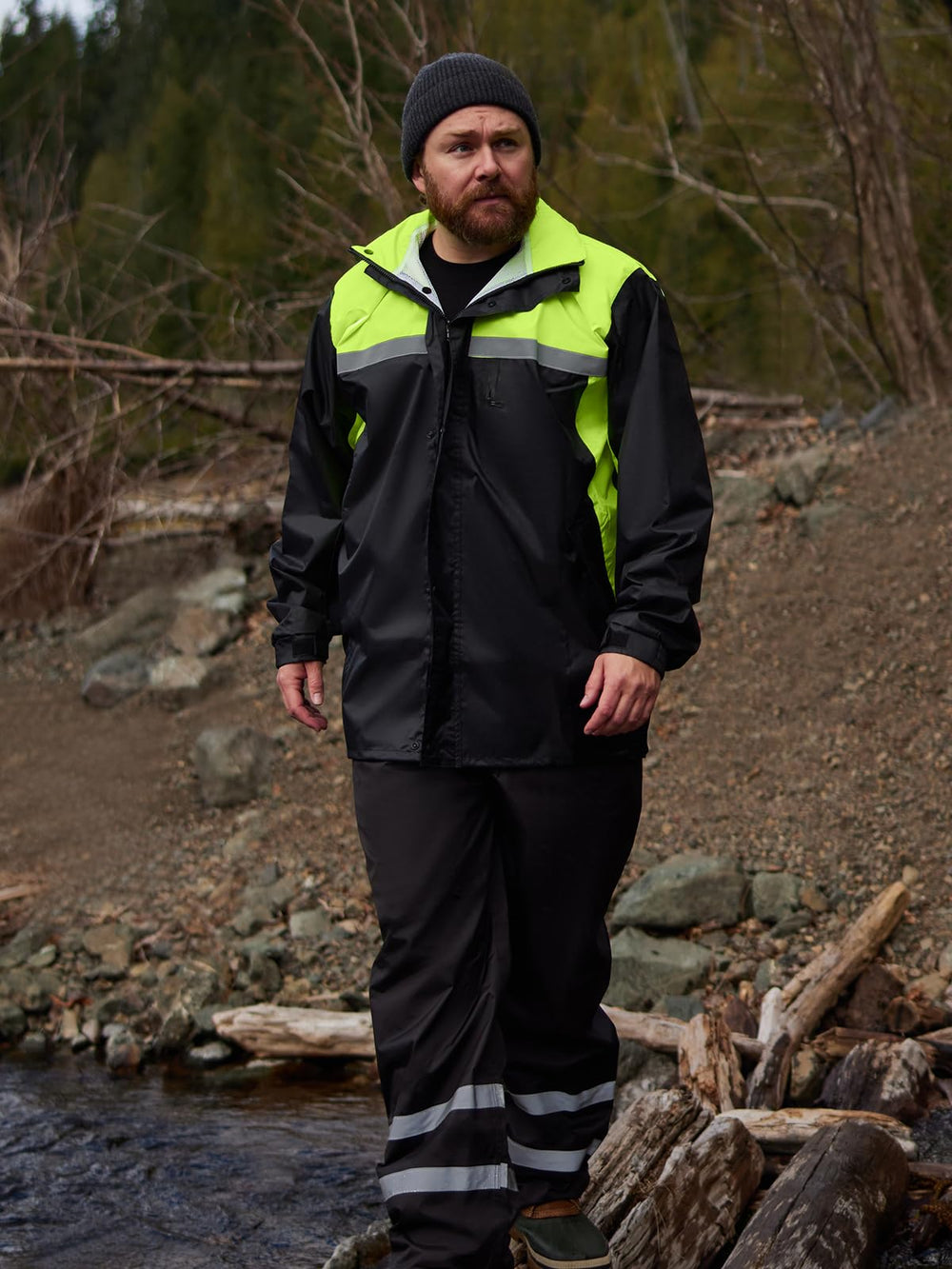 SaphiRose reflective stripes on pant leg boosting nighttime visibility