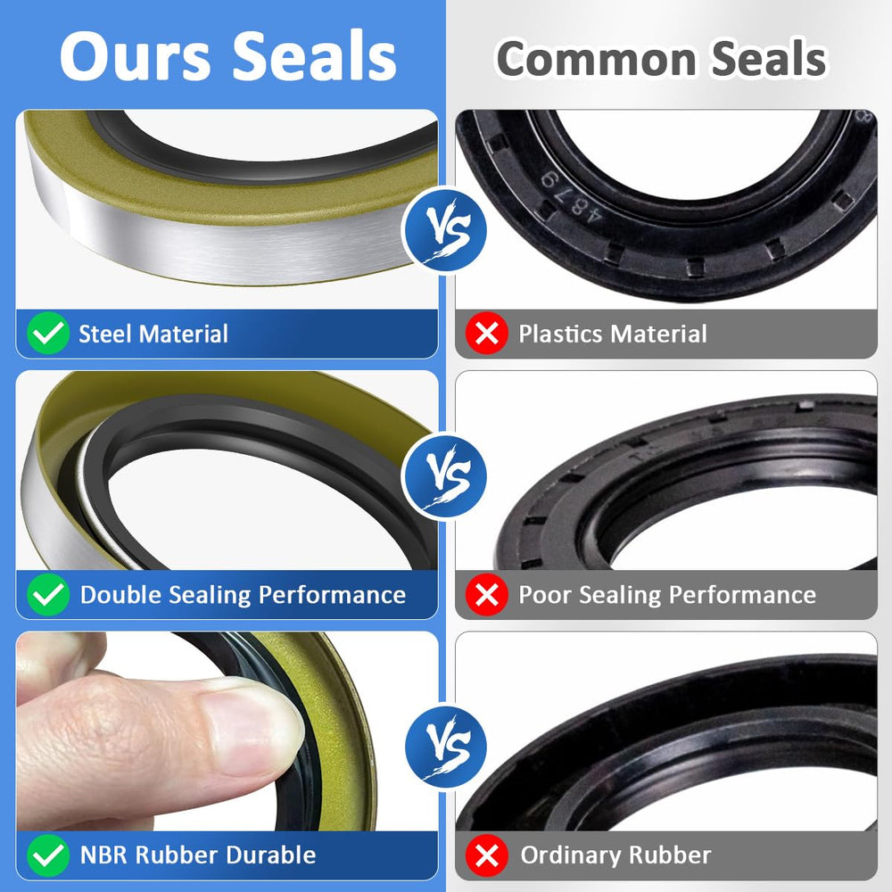 SAQXK four grease seals laid out ready for axle replacement saving time and cost