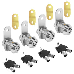 Sartatue front view of four chrome cam locks showing complete replacement set for convenience