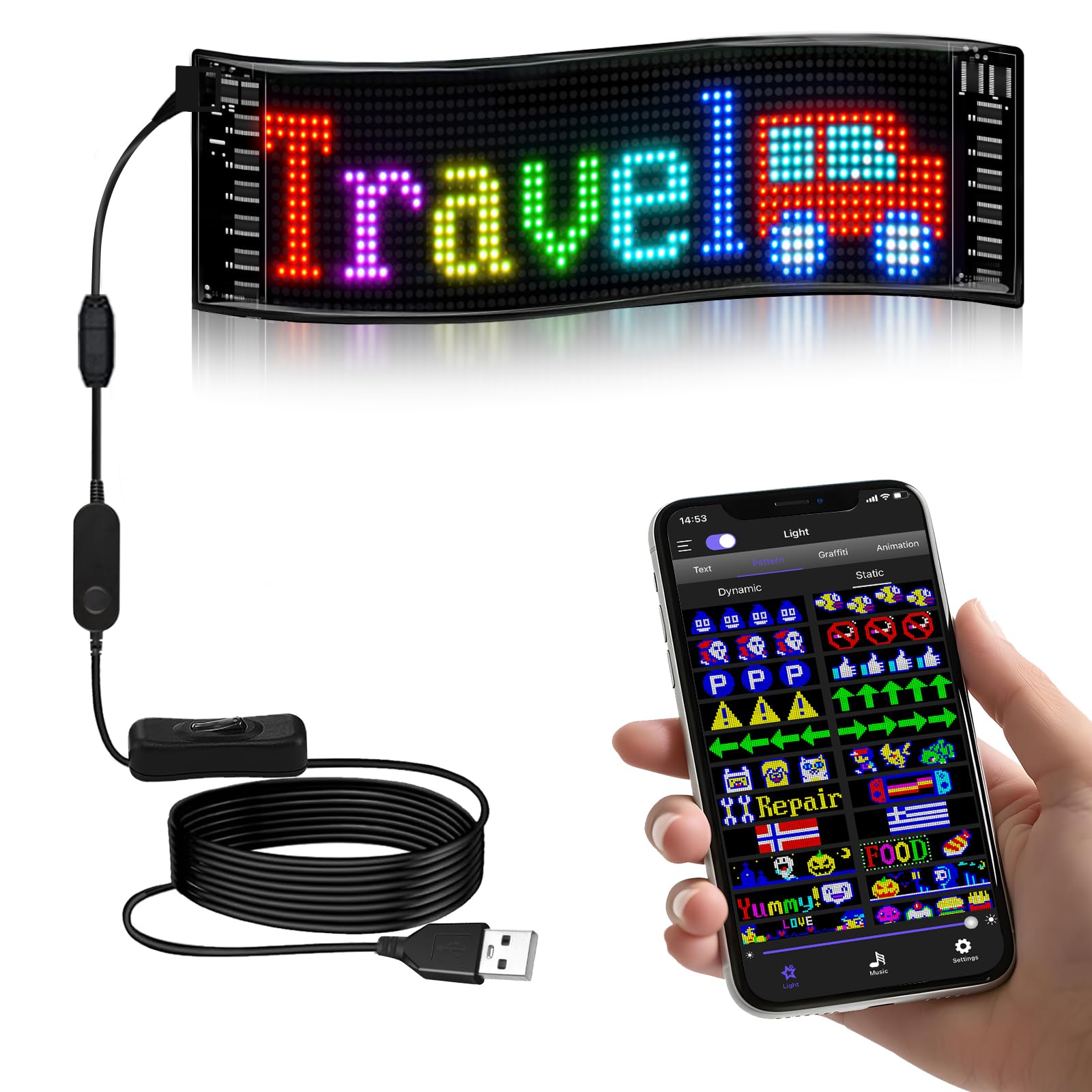 sasecgo front view showing scrolling message and clear readability