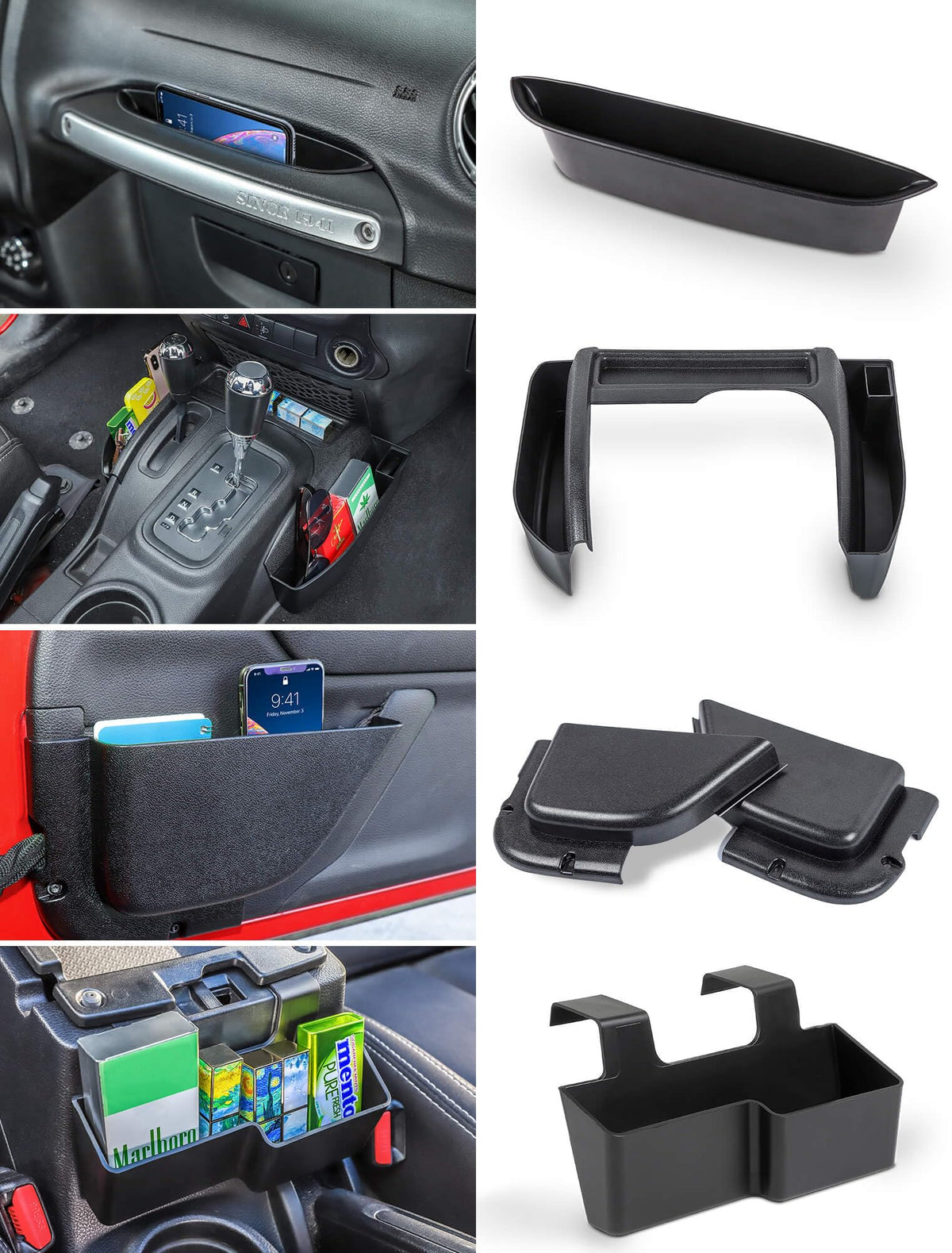 Savadicar front view showing full 4-piece kit and clean black finish for organized storage