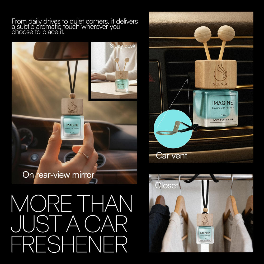 SCENSE IMAGINE diffuser bottle close-up showing premium glass and cap