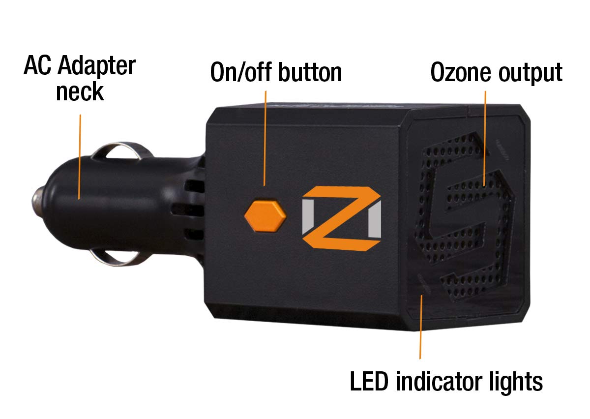 ScentLok OZ20HD close-up of button and 12V plug highlighting simple one-button control