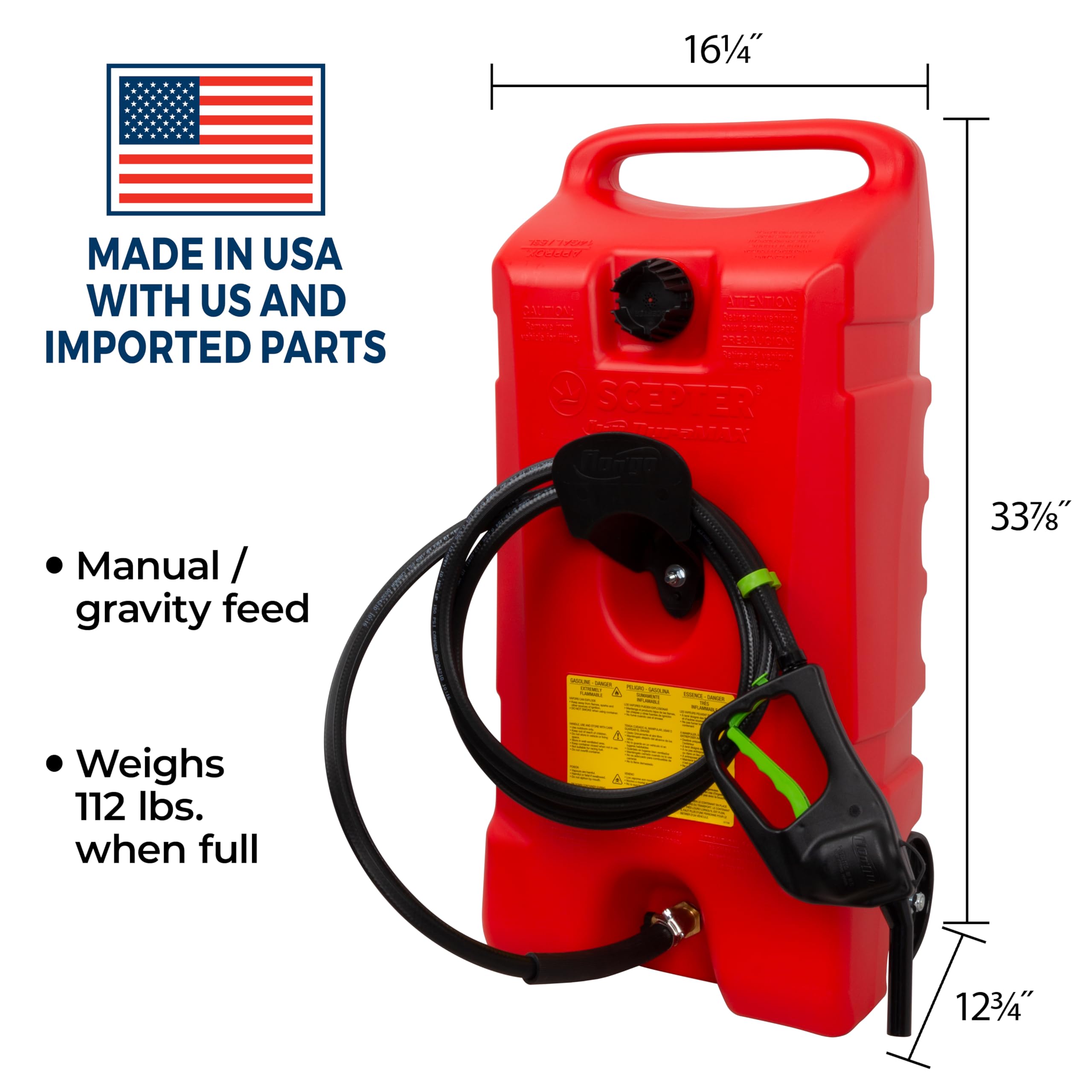 Scepter Duramax side profile with 10' hose visible, easy reach advantage