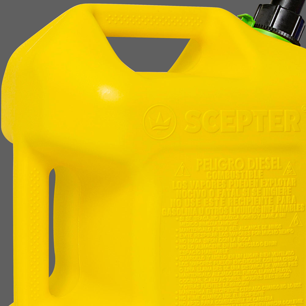 Scepter scale with hands showing 5 gallon size and easy lifting benefit for transport and pouring