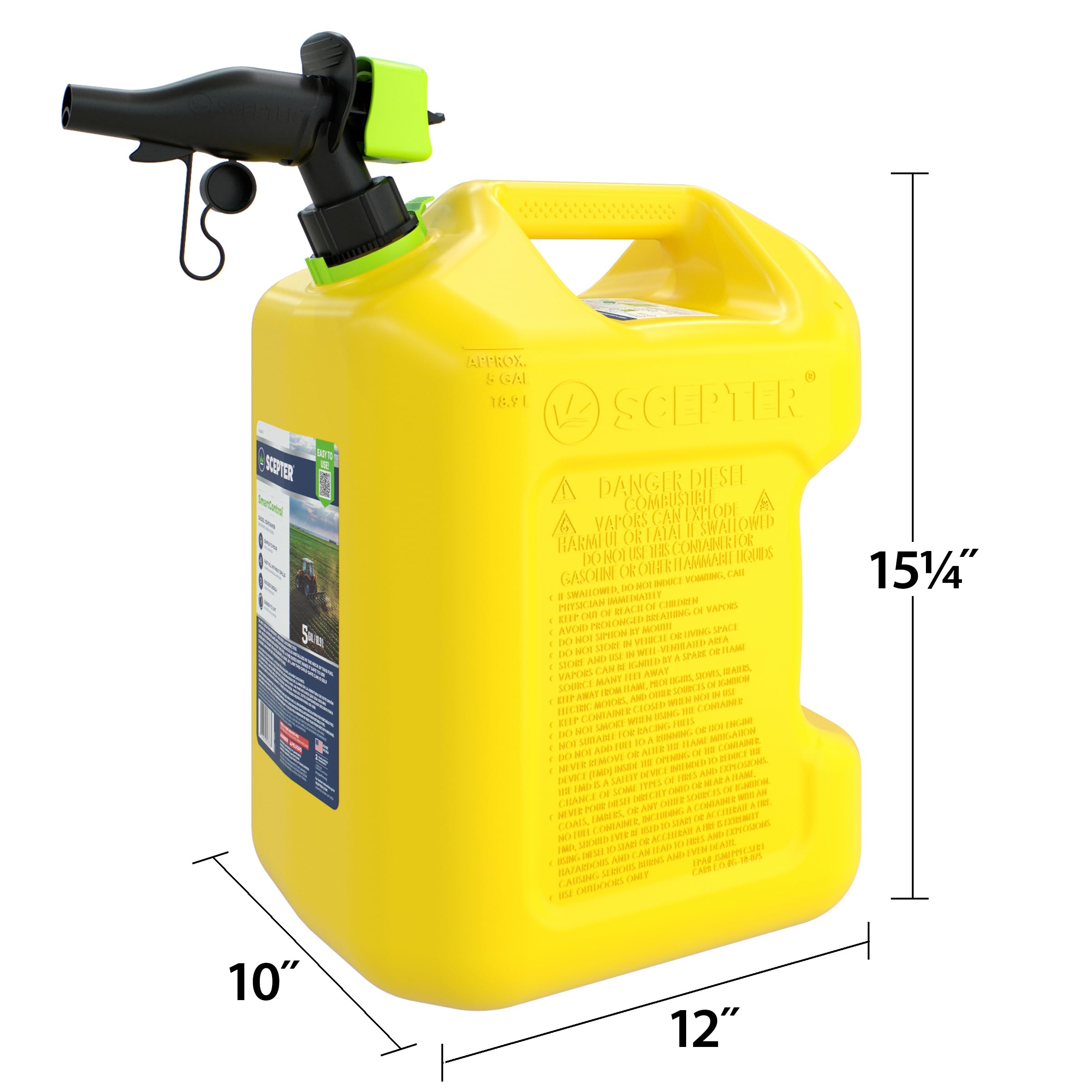 Scepter spout closeup showing SmartControl nozzle and vent for spill‑reduced, controlled pouring