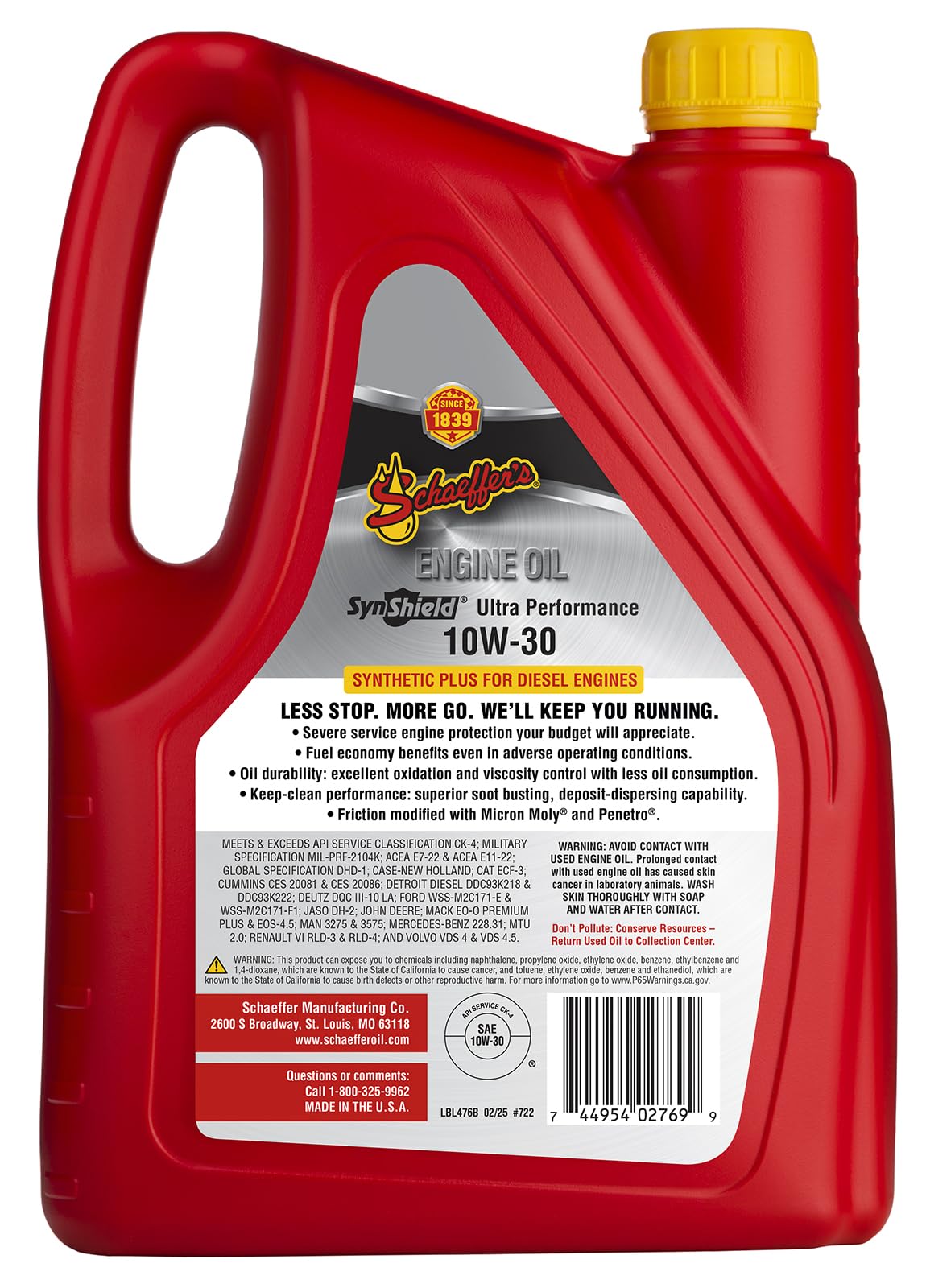 Schaeffer SynShield being poured into engine for clean lubrication and protection
