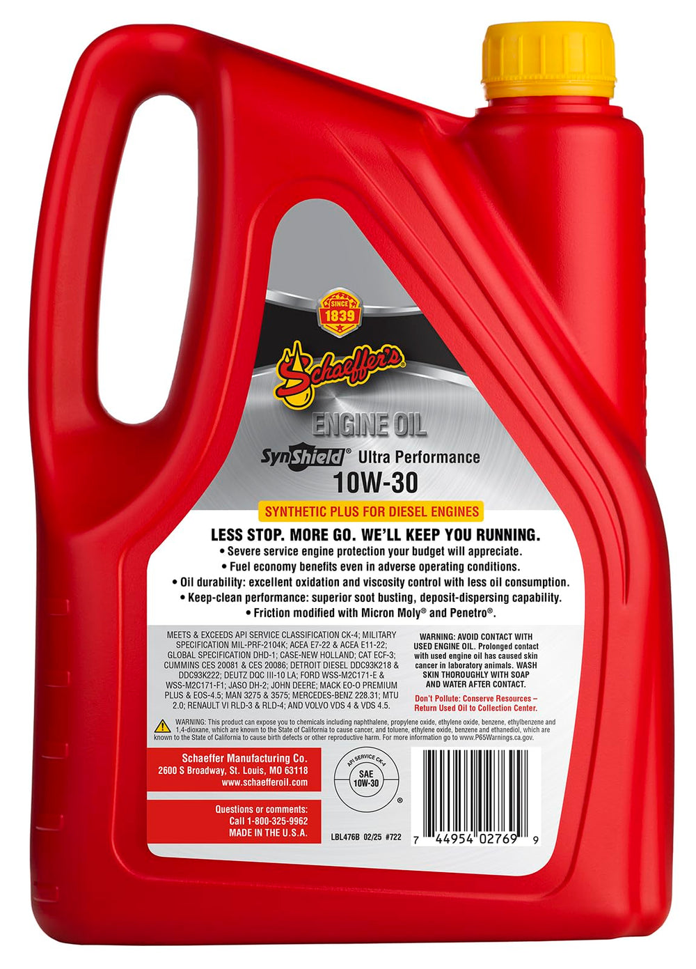 Schaeffer SynShield being poured into engine for clean lubrication and protection
