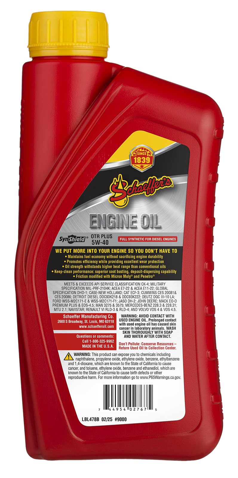 Schaeffer SynShield OTR Plus oil close-up showing smooth texture and viscosity that aids engine protection