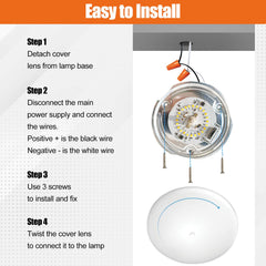 Scheinenda side profile mounted on ceiling showing low-profile installation benefit