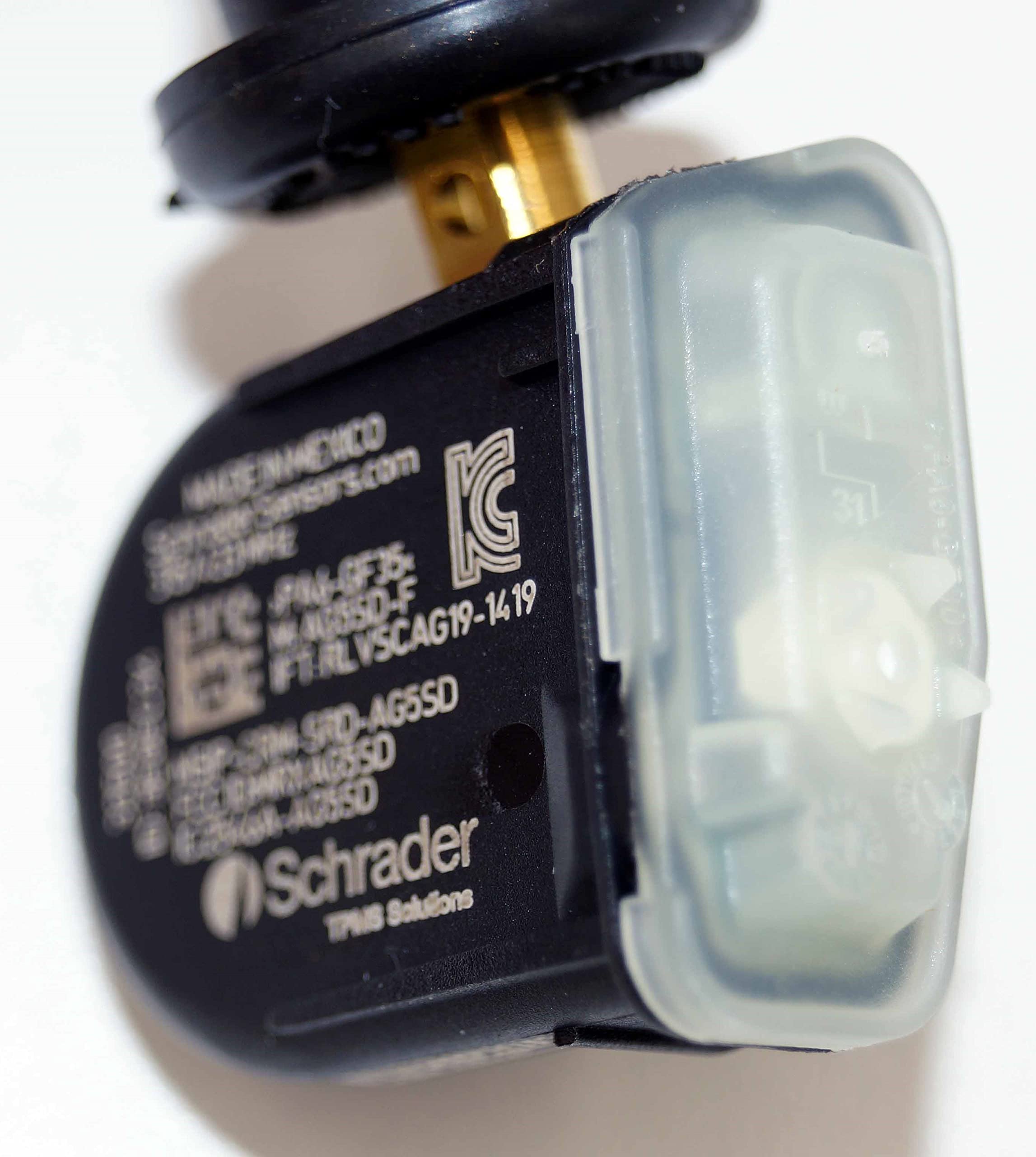 Schrader EZ-Sensor next to ruler showing size and scale for fit verification benefit